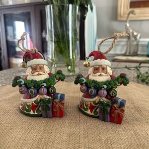 Jim Shore Santa with 2016 Wreath‎ Banner 2-Piece Set Hanging Ornaments